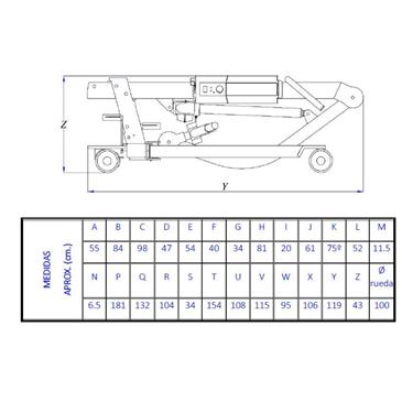 Grua electrica plegable hasta 150 kg con arnes incluido