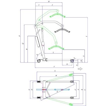 Grua con apertura de patas electrica hasta 175 kg con arnes incluido