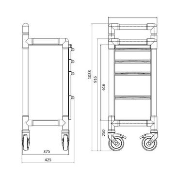 Carro para resonancia magnetica con 4 cajones