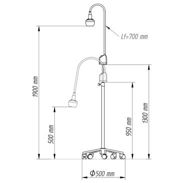 Lampara LED rodable con brazo flexible 40.000 lux a 0,5 m