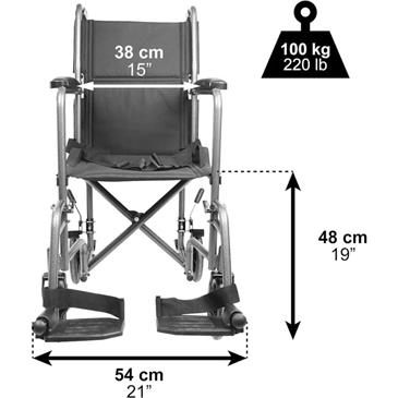 Silla de ruedas estrecha. Asiento 38 cm