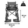 Silla de ruedas plegable y ligera. Asiento 43 cm