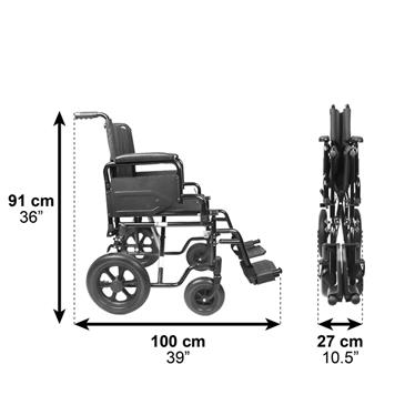 Silla de ruedas plegable y ligera. Asiento 43 cm