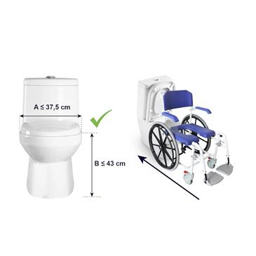 Silla de ruedas para ducha autopropulsable con inodoro. Color azul