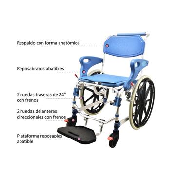 Silla de ducha y wc con ruedas de 24" OASIS