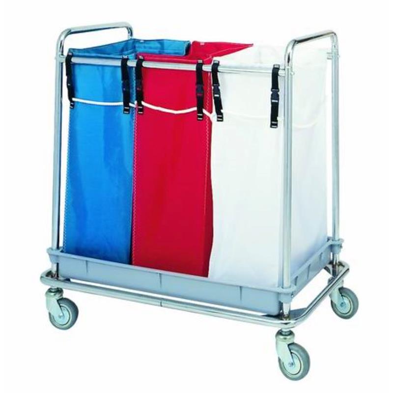 Carro transporte de ropa con 3 bolsas inox